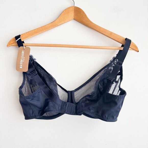 Lajaby Navy Blue Sheer Floral Underwire Bra 36F - Picture 3 of 6